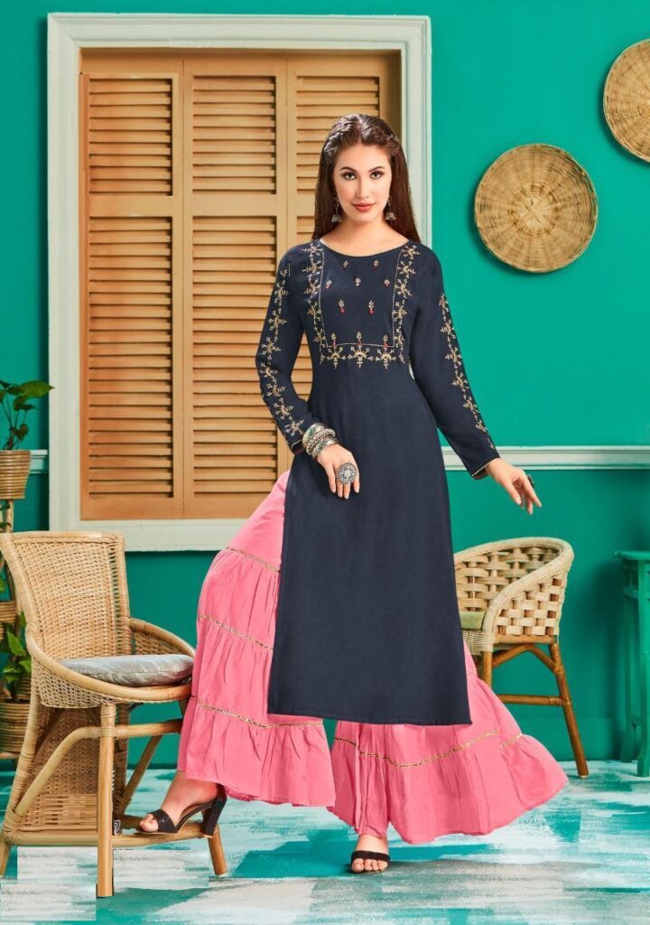 Discover 78+ pink and blue kurti best - POPPY