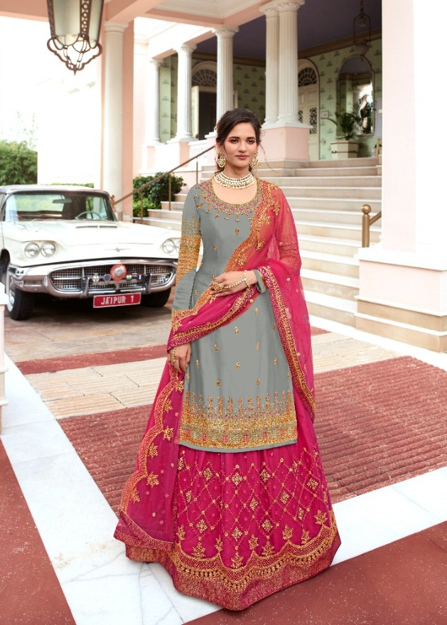 Silk and Net Lehenga Suit In Pink Colour