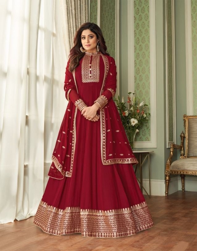 Fancy Embroidered Party Wear Gown With Dupatta | Latest Kurti Designs